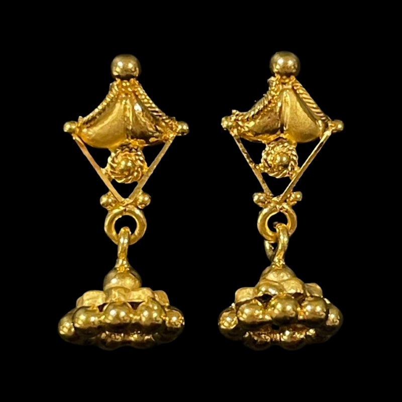 22K Gold Huggie Jhumka Earrings (5.05G) - Queen of Hearts Jewelry